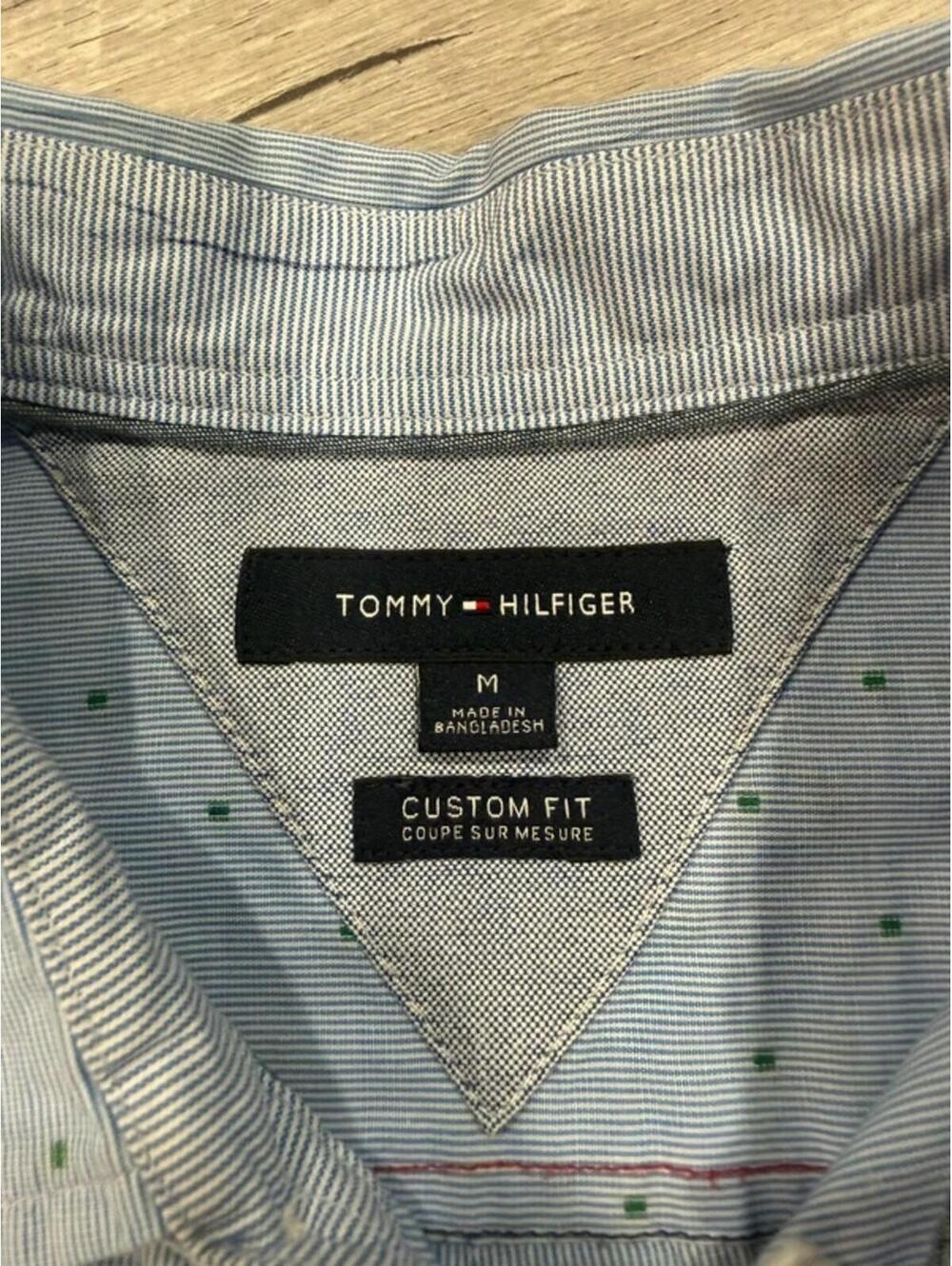 Tommy Hilfiger Custom Fit Blue Micro Dot Button Down Shirt M - Picture 4 of 6